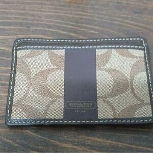 Coach Signature Brown and Tan Card Holder